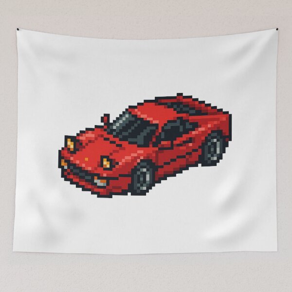 Item preview, Retro style red sports car pixel art designed and sold by arteopolis.