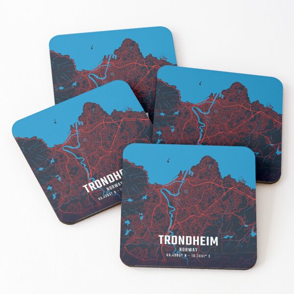 Item preview, Trondheim Red & Blue Minimalist Map designed and sold by HomeLivingCo.