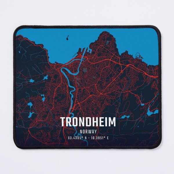 Item preview, Trondheim Red & Blue Minimalist Map designed and sold by HomeLivingCo.