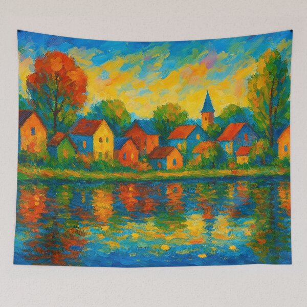 Item preview, Bright village on the lake designed and sold by Sigtrix.