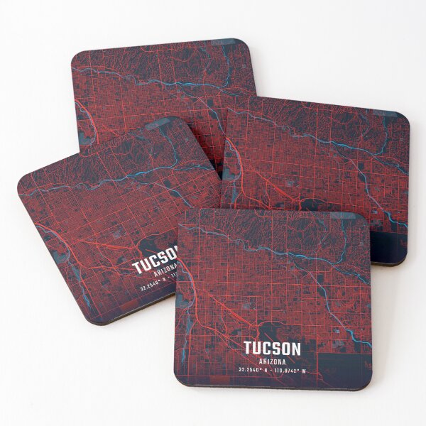 Item preview, Tucson Red & Blue Minimalist Map designed and sold by HomeLivingCo.