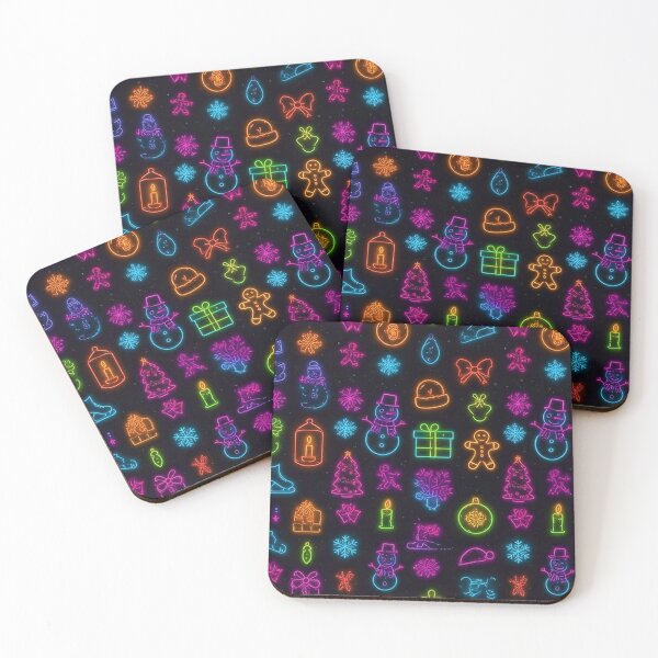 Item preview, Neon Christmas Pattern | Seamless Festive Lights Design with Winter Icons designed and sold by PixelVibe782.