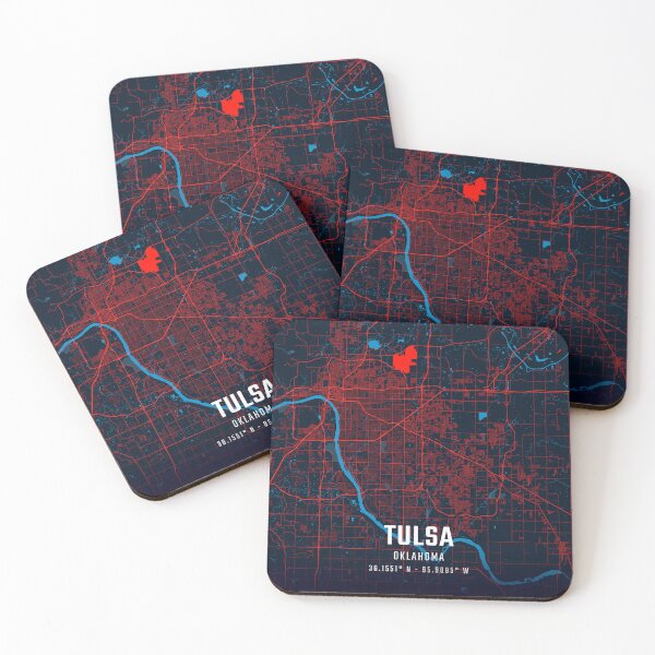 Item preview, Tulsa Red & Blue Minimalist Map designed and sold by HomeLivingCo.