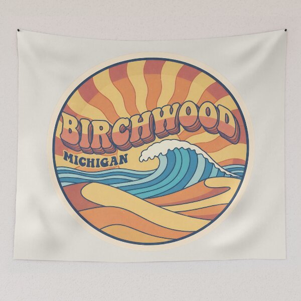 Item preview, Birchwood, Michigan Retro Wave designed and sold by TheOldMittenIllustrated.