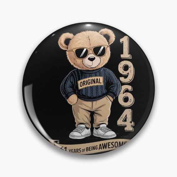 Item preview, 61st Birthday Men Women 1964 Original Awesome Teddy Bear  designed and sold by HuValverdeArt.