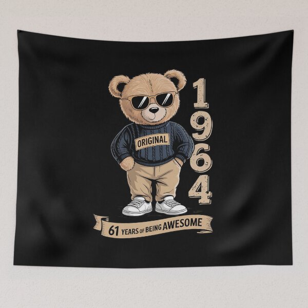 Item preview, 61st Birthday Men Women 1964 Original Awesome Teddy Bear  designed and sold by HuValverdeArt.