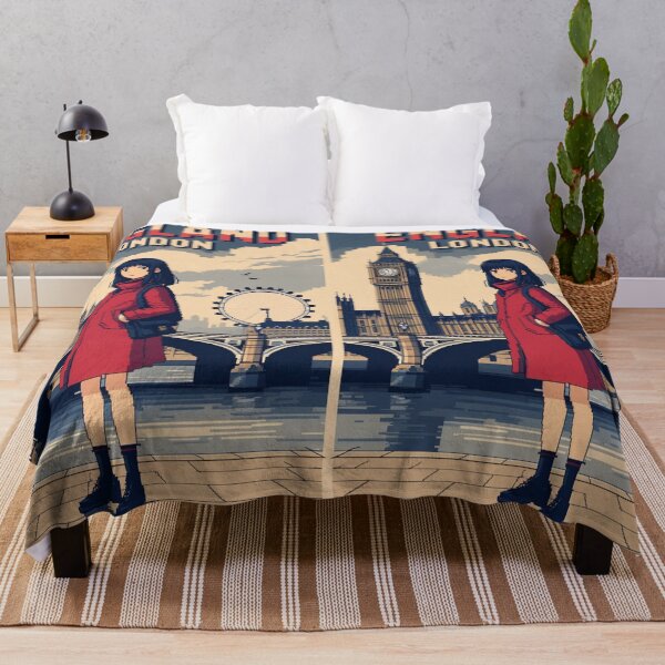 Item preview, Vinatge Pixel Anime Girl London England Travel pixelart design designed and sold by Pixel-Destinations.