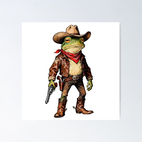 Item preview, Cowboy Frog Gunslinger - Hold On Partner Im Overstimulated designed and sold by Jaanussar.