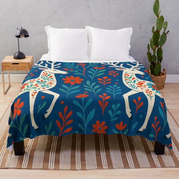 Item preview, Festive reindeer fabric with plants designed and sold by Sigtrix.