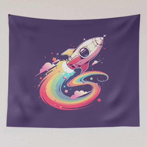 Item preview, Rainbow Rocket – Cute Futuristic Rocket with Colorful Energy Trail | Minimal Vector Tee Design designed and sold by Windy-market.