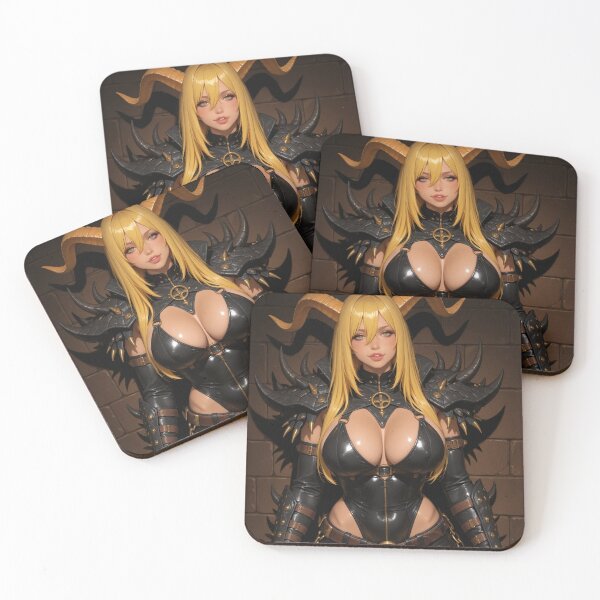 Item preview, Blonde girl black demon anime waifu digital art designed and sold by Planet Utoppia.