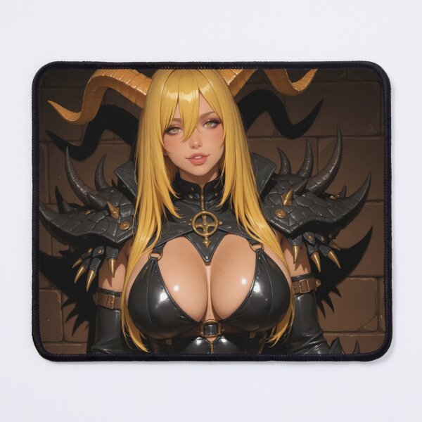 Item preview, Blonde girl black demon anime waifu digital art designed and sold by Planet Utoppia.