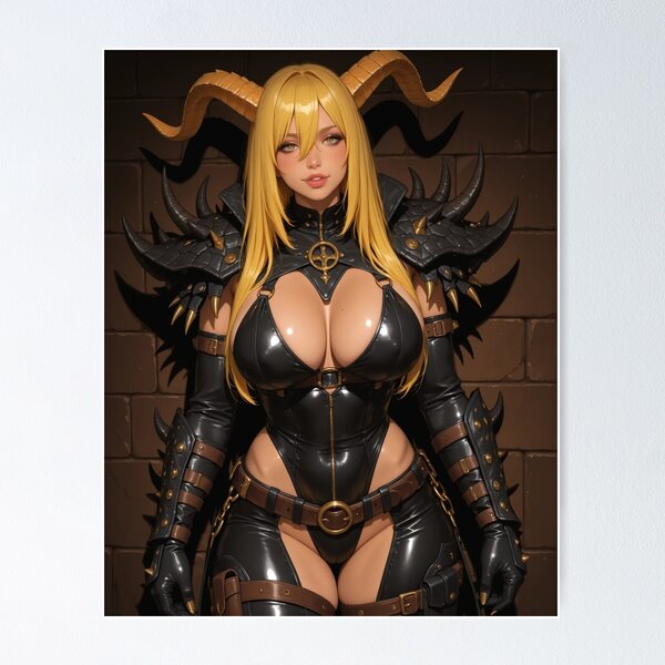Item preview, Blonde girl black demon anime waifu digital art designed and sold by Planet Utoppia.
