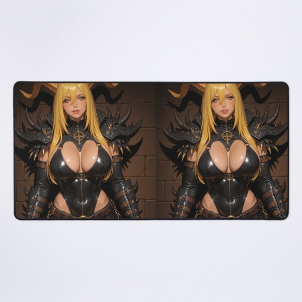 Item preview, Blonde girl black demon anime waifu digital art designed and sold by Planet Utoppia.