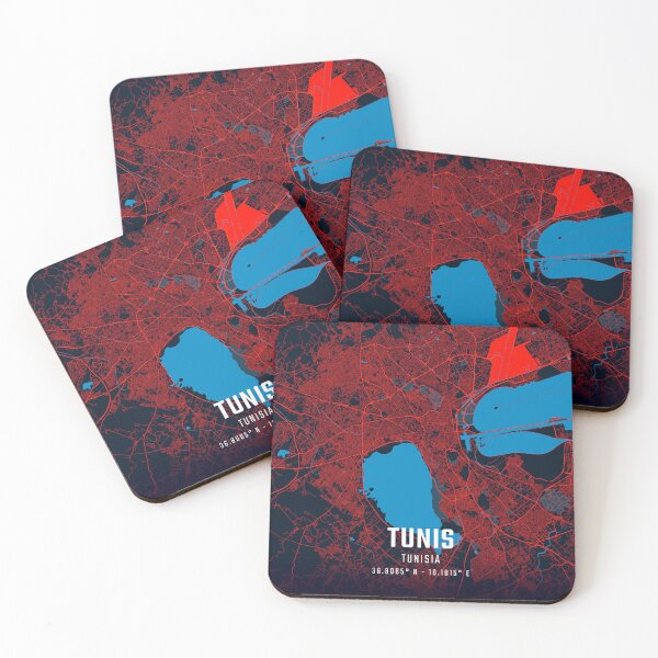Item preview, Tunis Red & Blue Minimalist Map designed and sold by HomeLivingCo.