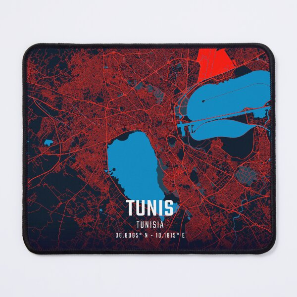 Item preview, Tunis Red & Blue Minimalist Map designed and sold by HomeLivingCo.