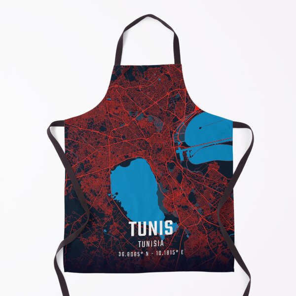 Item preview, Tunis Red & Blue Minimalist Map designed and sold by HomeLivingCo.