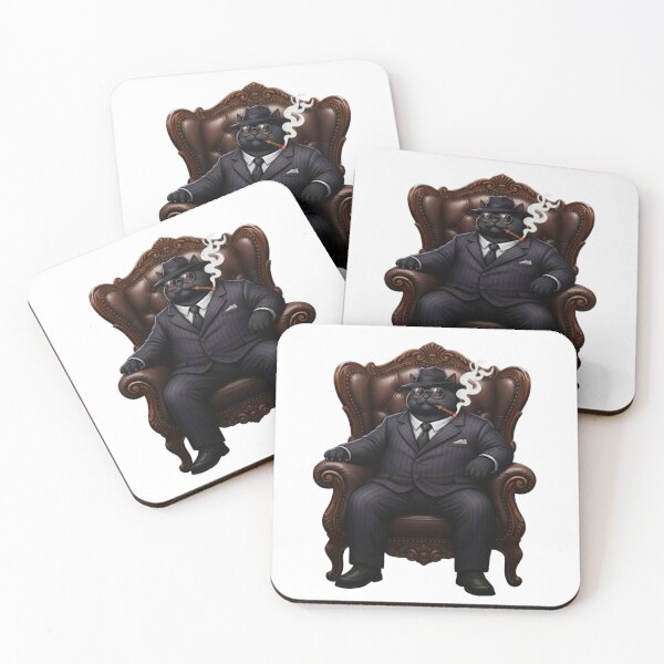 Item preview, Black Cat Mafia Boss – Funny Cat Smoking Cigar – Cool Gangster Cat Lover Gift Design designed and sold by MadeByACJ.