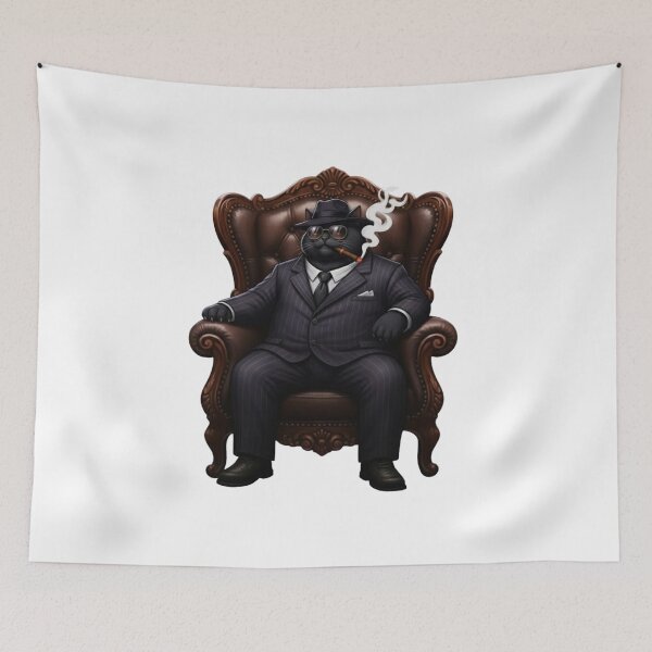 Artikelvorschau, Schwarze Katze Mafia Boss – Lustige Katze raucht Zigarre – Cooles Gangster-Katzenliebhaber-Geschenk-Design entworfen und verkauft von MadeByACJ.