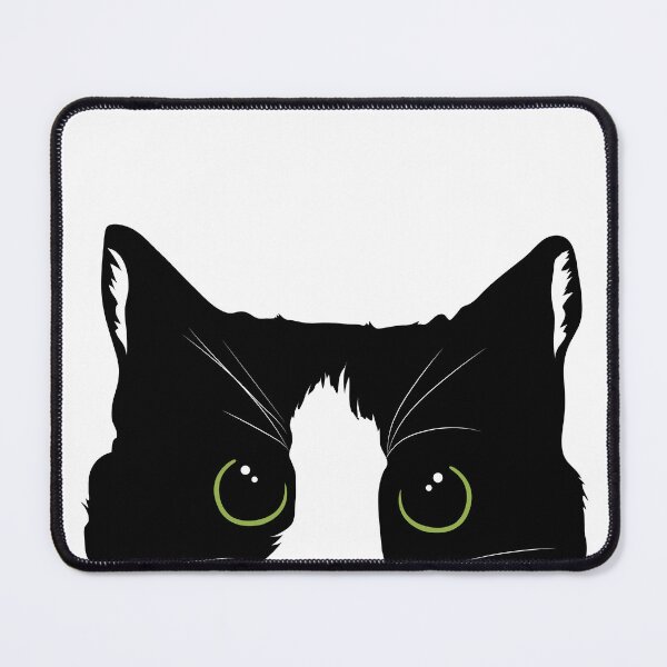 Item preview, Peeking black & white kitty cat silhouette green eyes designed and sold by AnimalCreations.