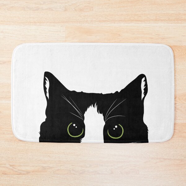 Item preview, Peeking black & white kitty cat silhouette green eyes designed and sold by AnimalCreations.