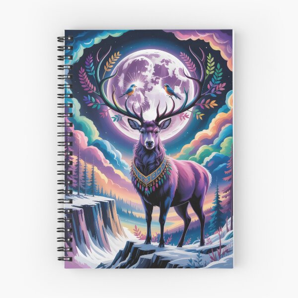 Item preview, Mysterious deer under a purple full moon. designed and sold by MyHappyArtShop.