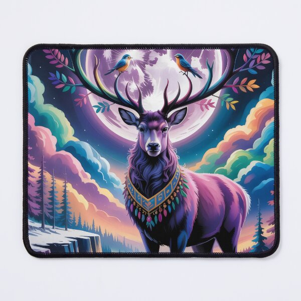 Item preview, Mysterious deer under a purple full moon. designed and sold by MyHappyArtShop.