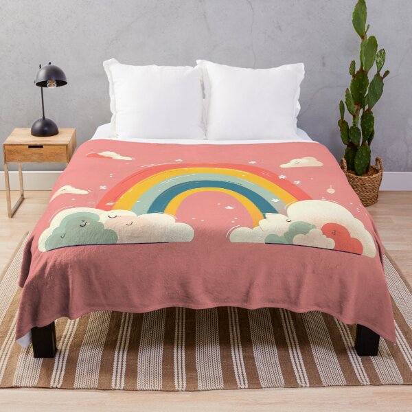 Item preview, Muted Rainbow Over Storm Clouds – Minimal Vector Illustration | Hopeful Flat Design designed and sold by Windy-market.
