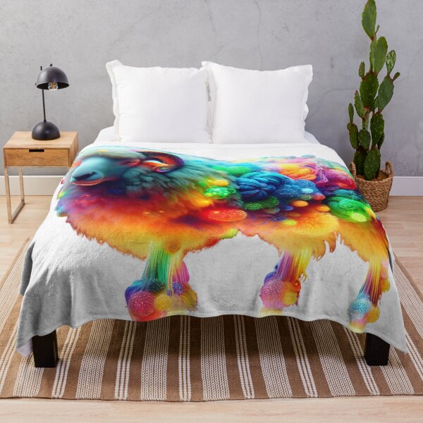Artikelvorschau, Regenbogen-Schaf-Kunst – Leuchtend bunte Wolle, Fantasy-Tier-Design entworfen und verkauft von GloriousArtSKD.