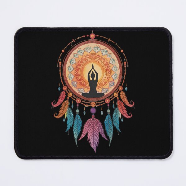 Item preview, Mandala dreamcatcher with yogi silhouette in lotus pose at the center, Catch Your Breath 7 designed and sold by Neon G.