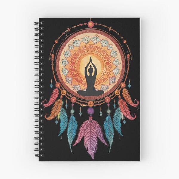 Item preview, Mandala dreamcatcher with yogi silhouette in lotus pose at the center, Catch Your Breath 7 designed and sold by Neon G.
