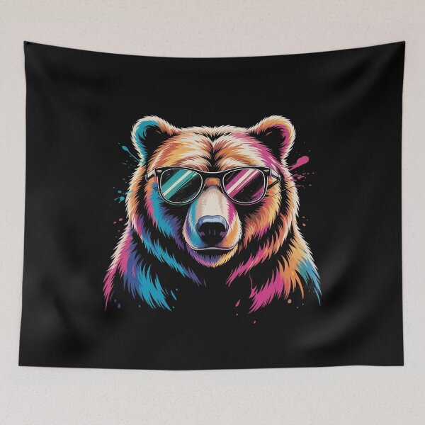 Item preview, Bear with Sunglasses Wildlife Colorful Bear  1  designed and sold by HuValverdeArt.