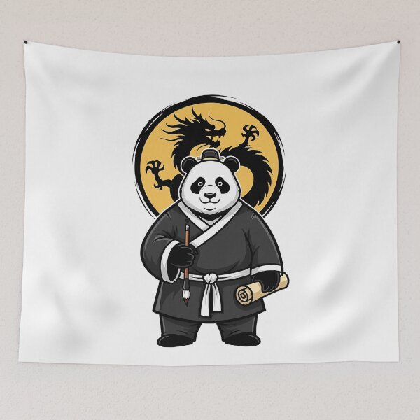 Item preview, Wise Panda Calligrapher Dragon Motif designed and sold by k3rstman1.