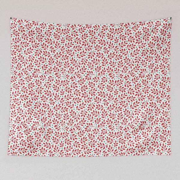 Item preview, Red Branches & Green Accents – Festive Holiday Pattern designed and sold by NicolaZhukov.