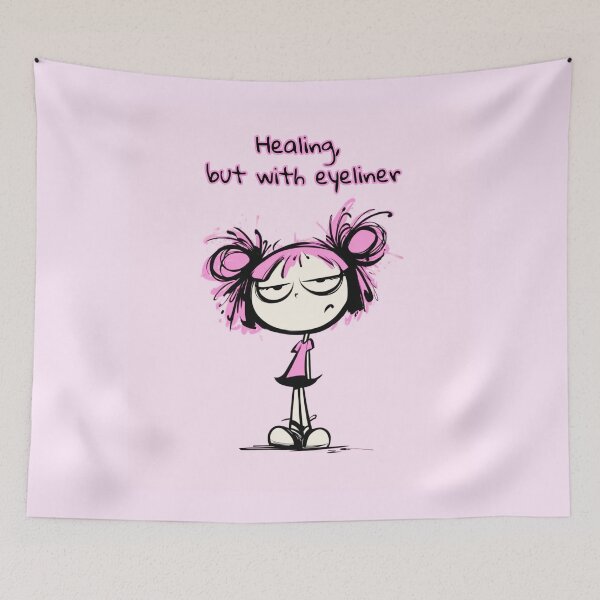 Item preview, healing, but with eyeliner, a pink funny artwork designed and sold by silent-violin.