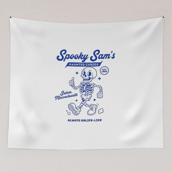 Item preview, Spooky Sam's Haunted Curios Retro Skeleton Mascot designed and sold by HoopeStylee.