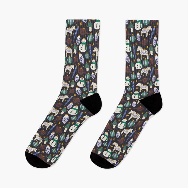 Item preview, Whimsical Holiday Pattern – Snowmen, Horses & Festive Symbols designed and sold by NicolaZhukov.