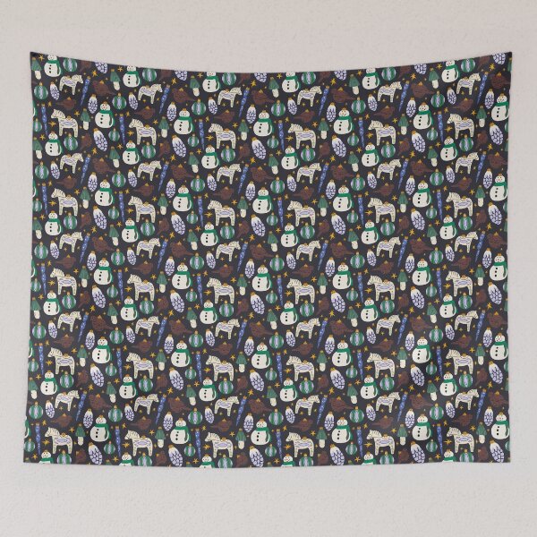 Item preview, Whimsical Holiday Pattern – Snowmen, Horses & Festive Symbols designed and sold by NicolaZhukov.