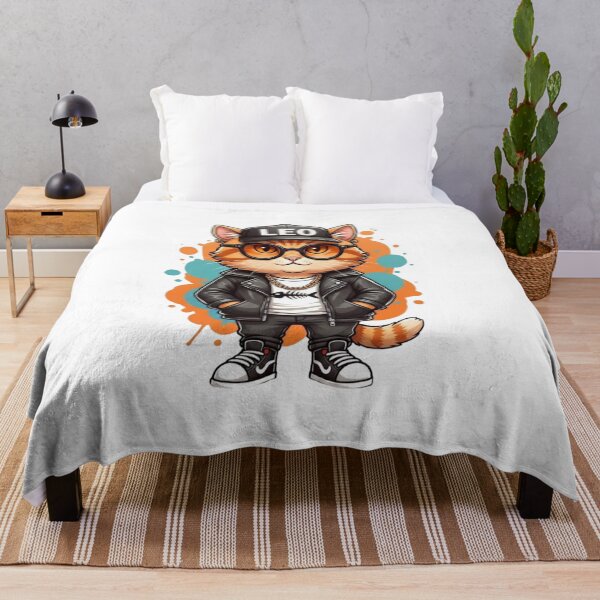Item preview, Cool Leo Cat in Streetwear – Hip Hop Orange Cat Art – Funny Zodiac Cat Lover Gift Design designed and sold by MadeByACJ.
