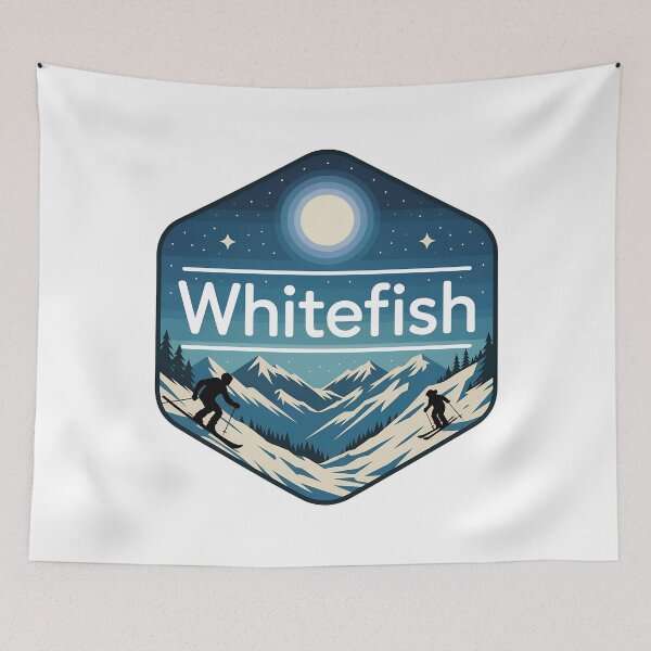 Item preview, Whitefish Montana Ski Resort  | Winter Mountains & Starry Night Design designed and sold by VividOrganica.