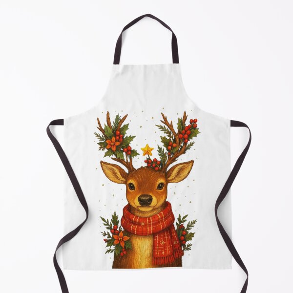 Item preview, Christmas Reindeer with Red Scarf - Watercolor Holiday Illustration - family christmas shirts designed and sold by sicty09Design.