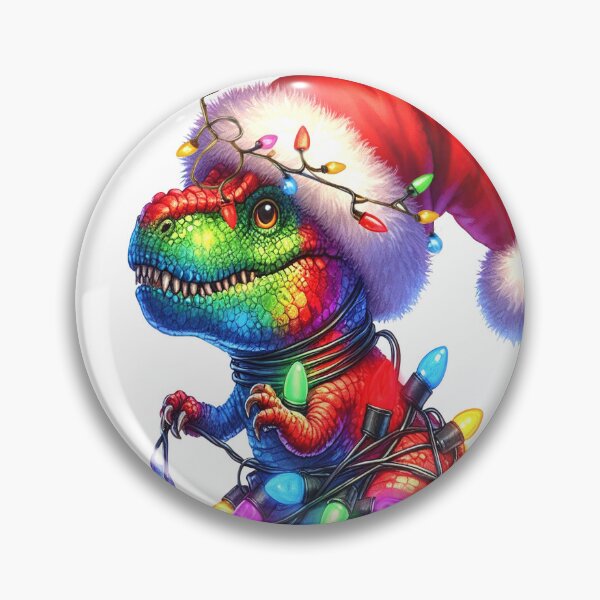 Item preview, Christmas dinosaur entangled in fairy lights, fantasy fun designed and sold by LoneAngel.