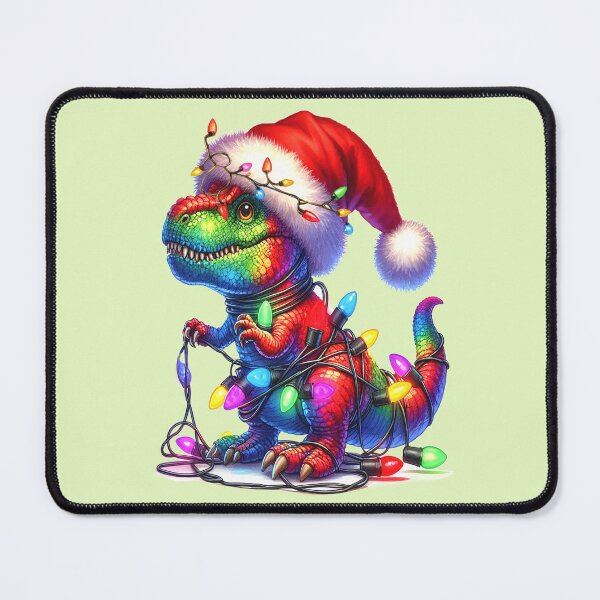 Item preview, Christmas dinosaur entangled in fairy lights, fantasy fun designed and sold by LoneAngel.