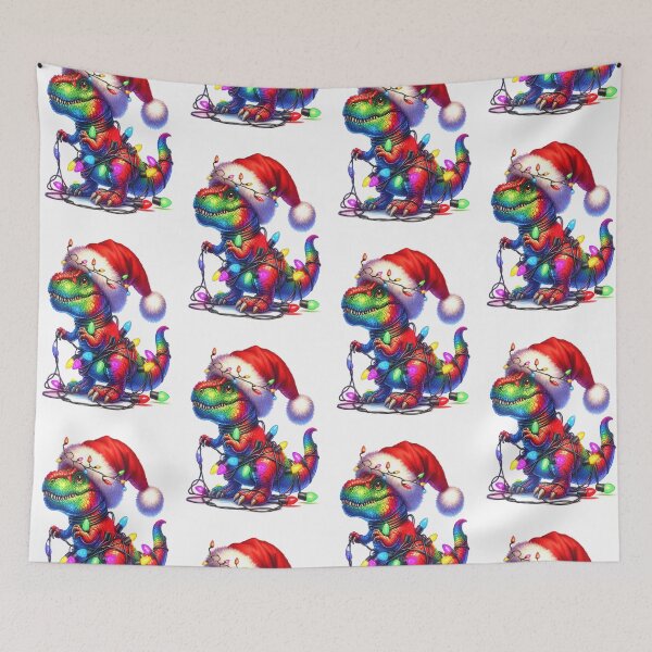 Item preview, Christmas dinosaur entangled in fairy lights, fantasy fun designed and sold by LoneAngel.