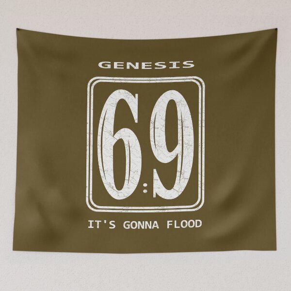 Item preview, Genesis 6:9 The great Flood | Christian Bible Verse Typographic Sports number 69 | White designed and sold by ZechJohnRB.