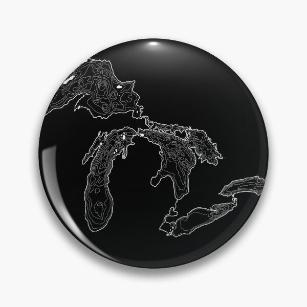 Item preview, Great Lakes Depth Map White Contour Lines designed and sold by The Water Nerd.