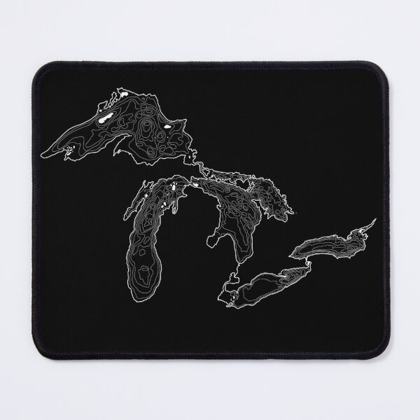 Item preview, Great Lakes Depth Map White Contour Lines designed and sold by The Water Nerd.