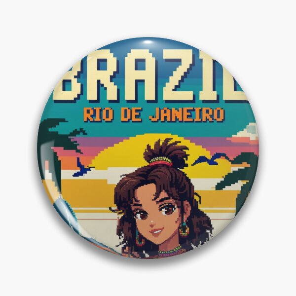 Item preview, Kawaii Anime Girl Pixel Rio de janeiro Brazil Travel Pixelart designed and sold by Pixel-Destinations.