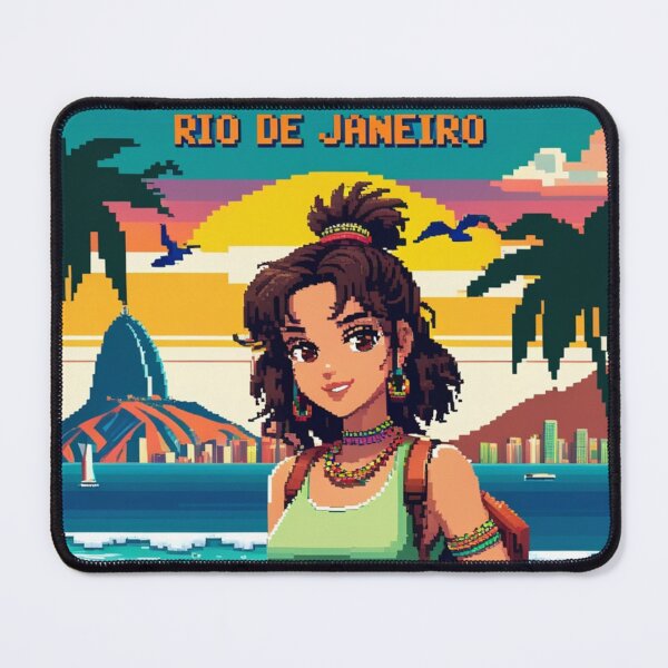 Item preview, Kawaii Anime Girl Pixel Rio de janeiro Brazil Travel Pixelart designed and sold by Pixel-Destinations.