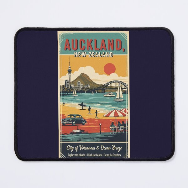 Item preview, Vintage Auckland Scenery, New Zaland, Vintage View, City of Volcanoes and Ocean Breeze, Postal stamp designed and sold by UrbanGraphixs.